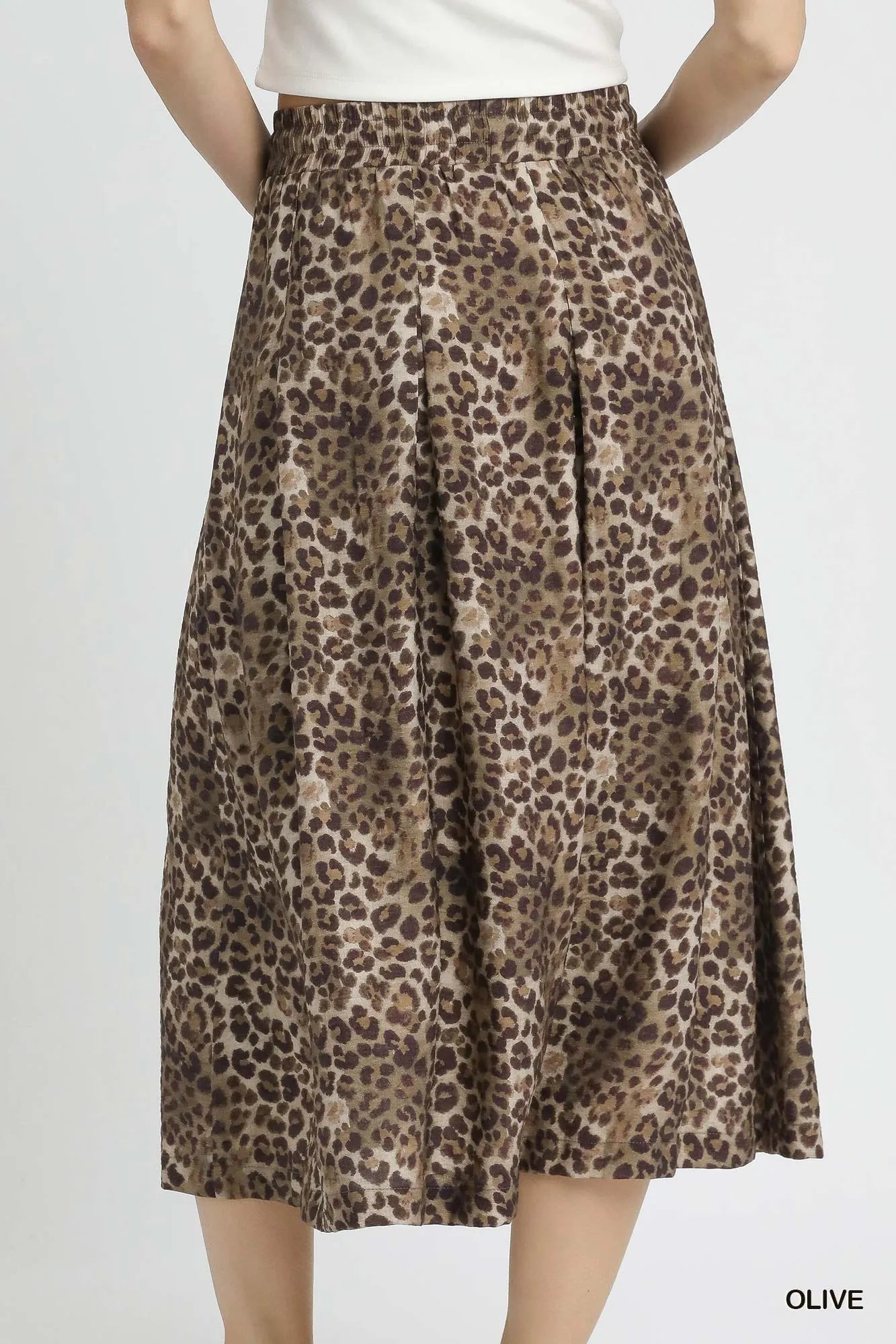 Umgee Drawstring Leopard Midi Skirt on Simply Obsessed