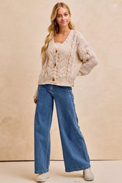 BIBI Wavy Side Edge Detail Lined Wide Leg Jeans on Simply Obsessed