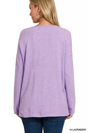 Zenana Viscose Long Sleeve Front Pockets Sweater on Simply Obsessed