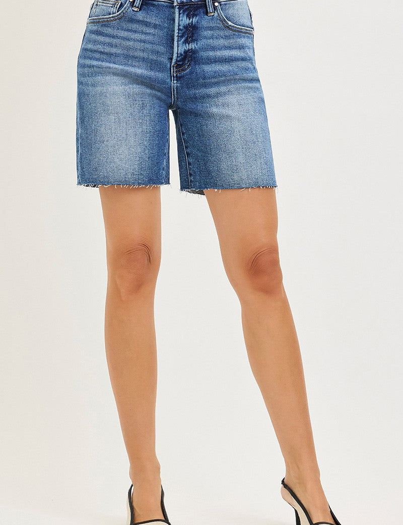 RISEN Tummy Control High Rise Raw Cut Hem Jhorts on Simply Obsessed