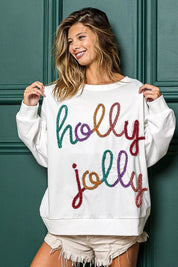 BiBi Holly Jolly Christmas French Terry Sweatshirt on Simply Obsessed
