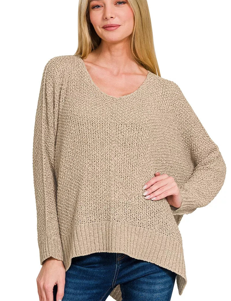 ZENANA Dolman Sleeve V-Neck Sweater on Simply Obsessed