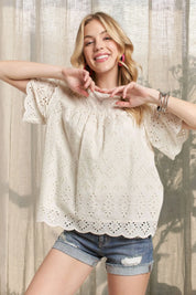 ADORA Ruffle Shoulder Blouse on Simply Obsessed