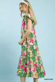 UMGEE Mix Bold Floral Tiered Midi Dress on Simply Obsessed