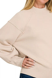 ZENANA Viscose Mock Neck Exposed Seam Sweater on Simply Obsessed