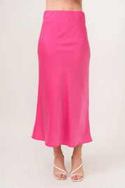 And The Why Solid Satin Midi Skirt on Simply Obsessed
