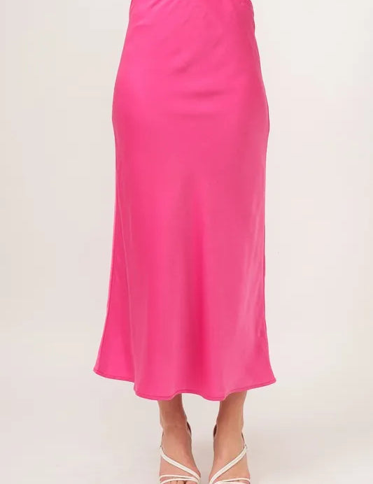 And The Why Solid Satin Midi Skirt on Simply Obsessed