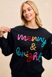 BIBI Tinsel Lettering Christmas Sweater on Simply Obsessed