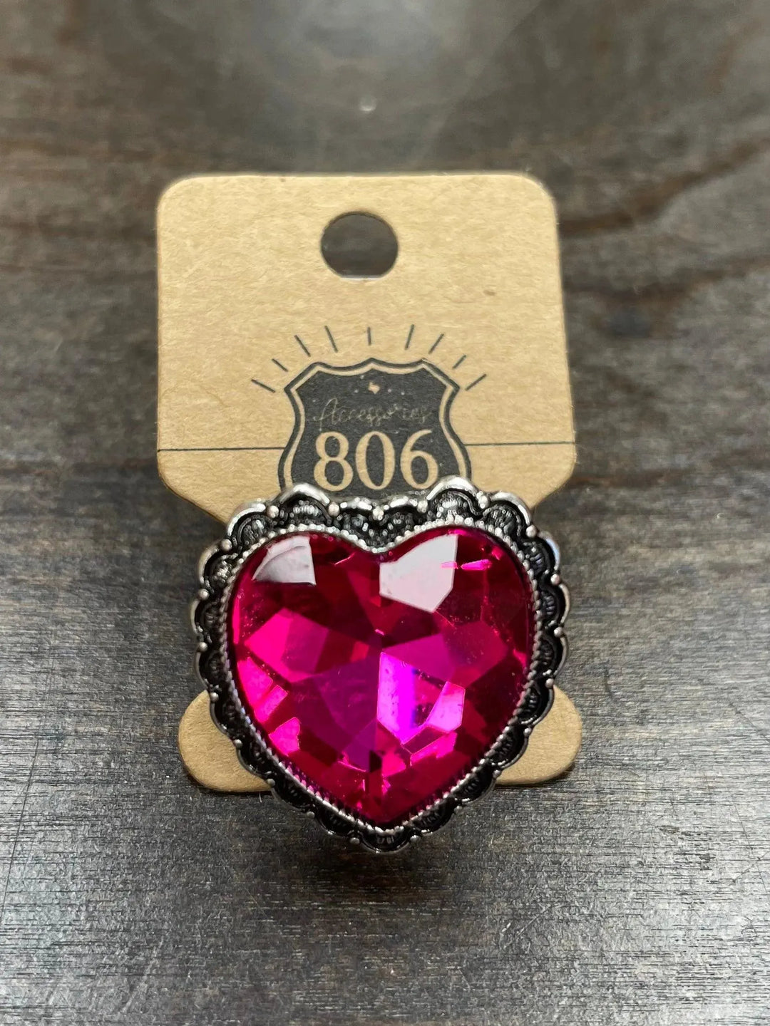 Fuchsia Heart Adjustable Ring on Simply Obsessed