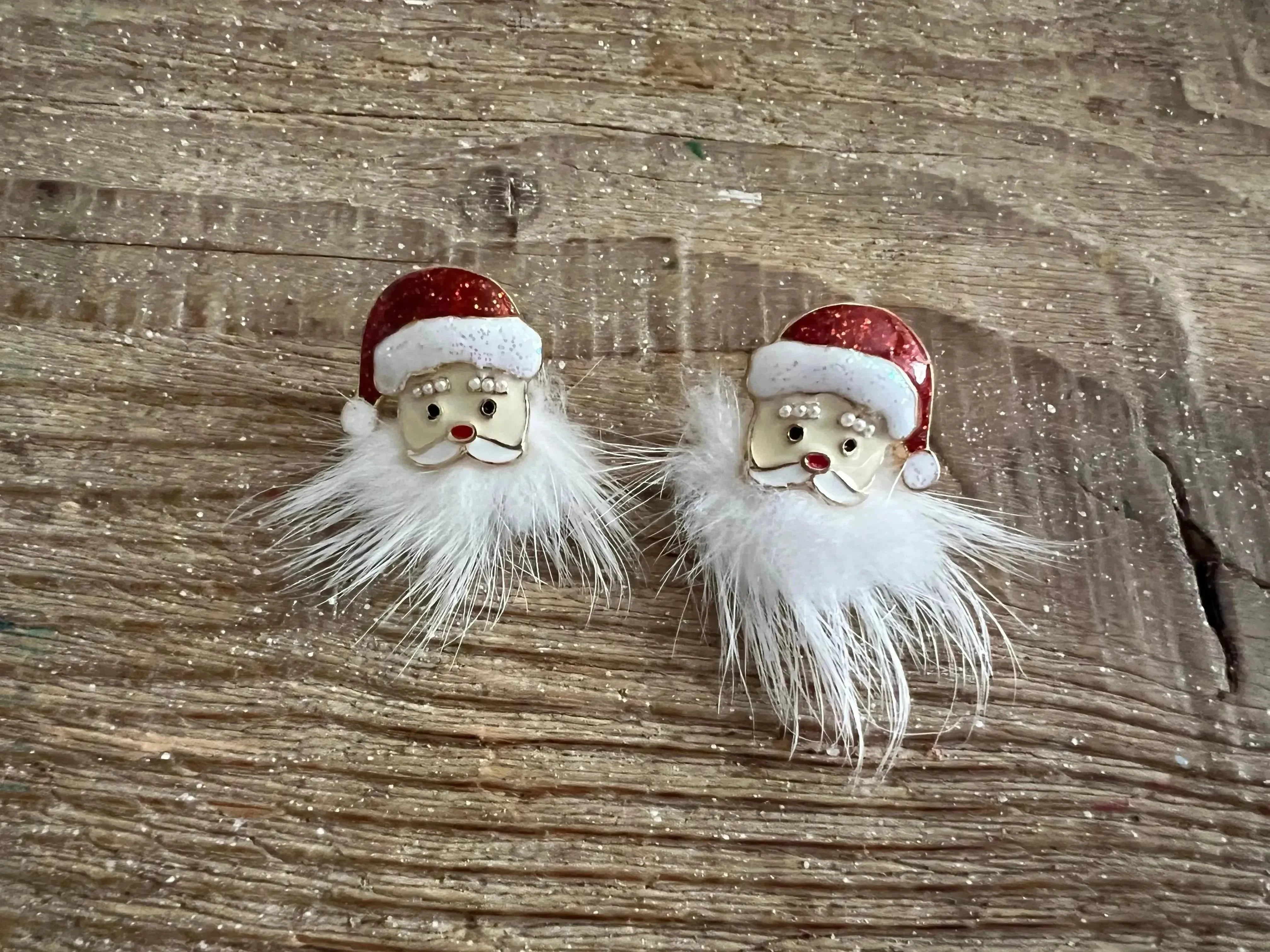 Fuzzy Santa Beard Post Earrings on Simply Obsessed