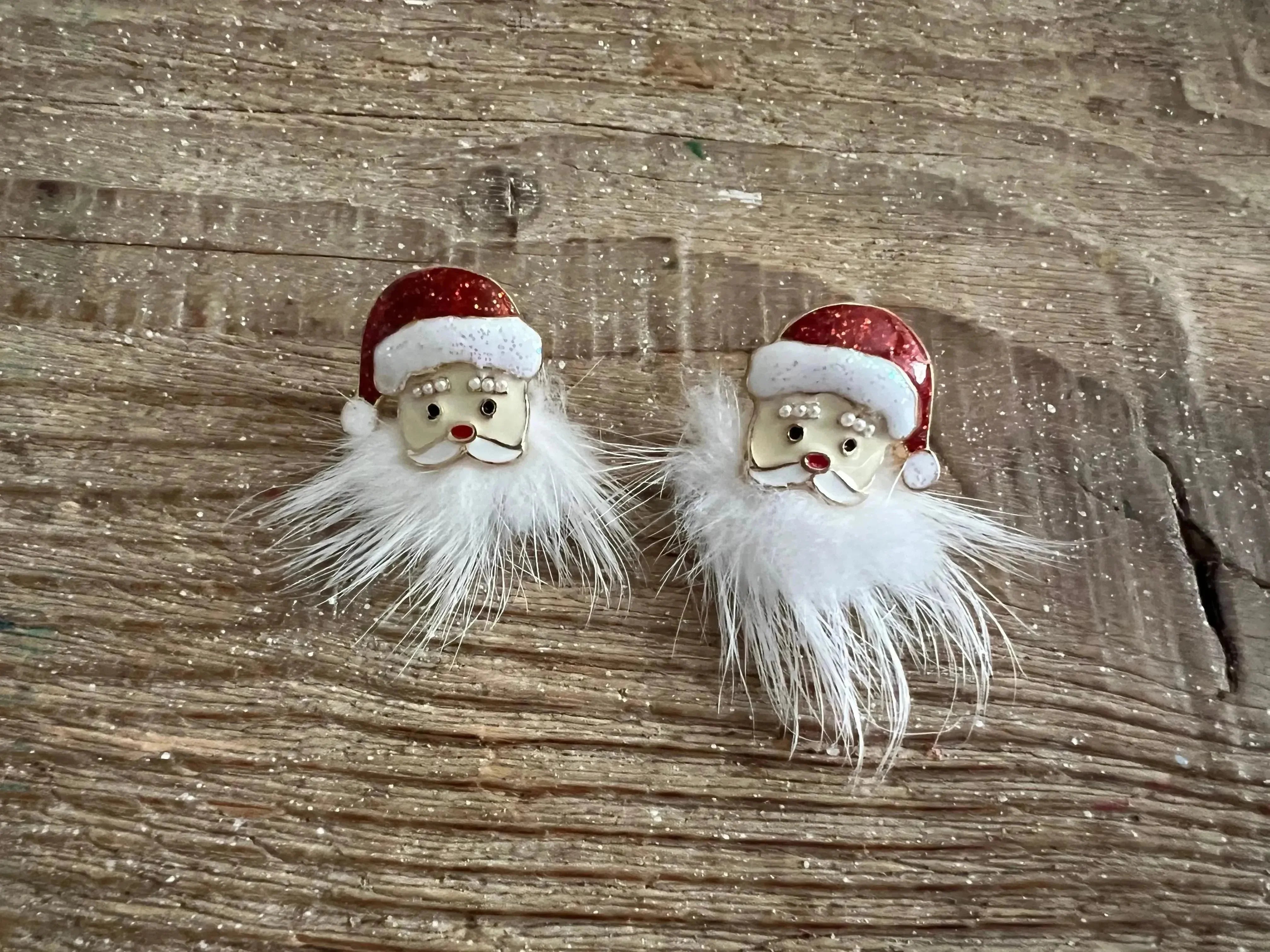Fuzzy Santa Beard Post Earrings on Simply Obsessed