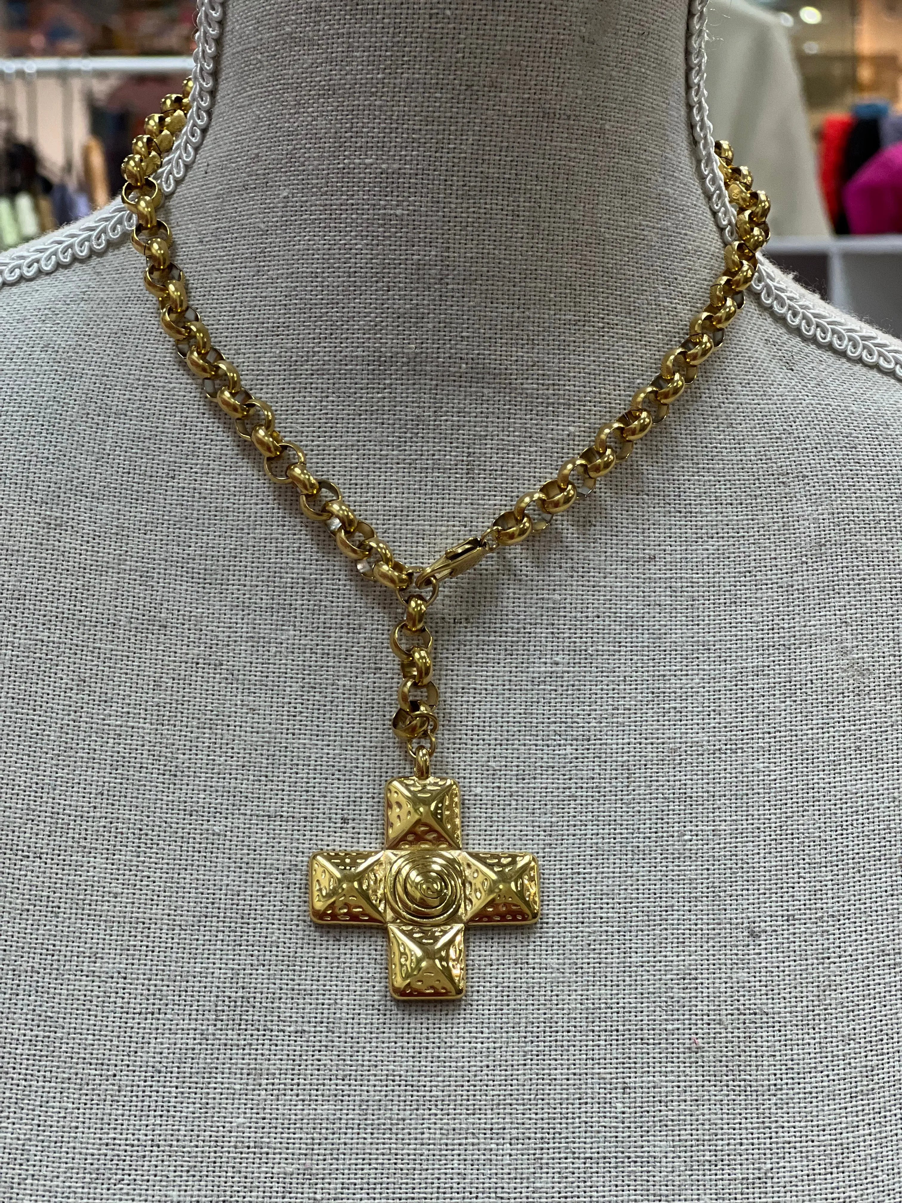 GALORE Plated Gold Cross Necklace on Simply Obsessed