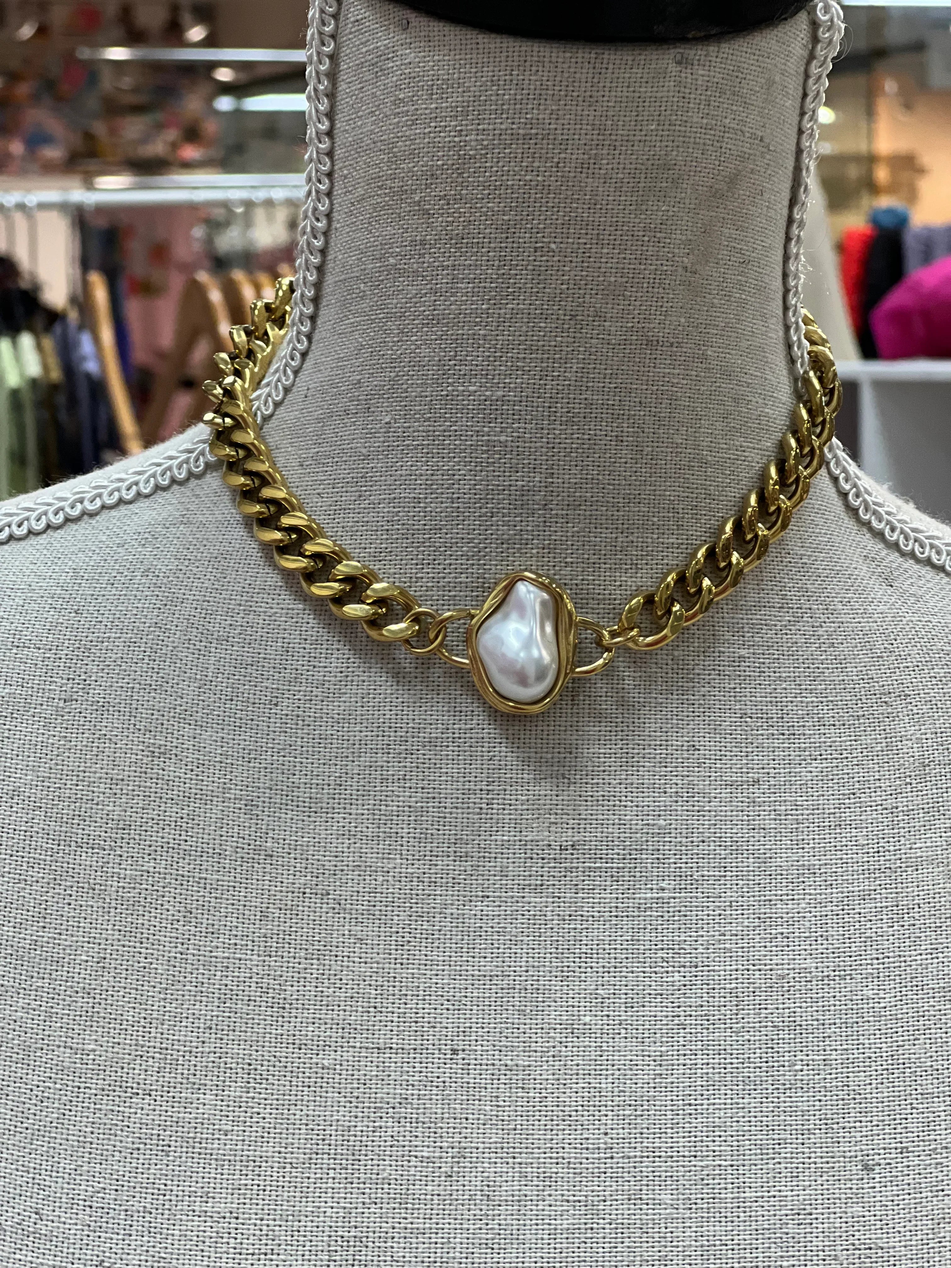 GALORE Plated Gold Pearl Necklace on Simply Obsessed