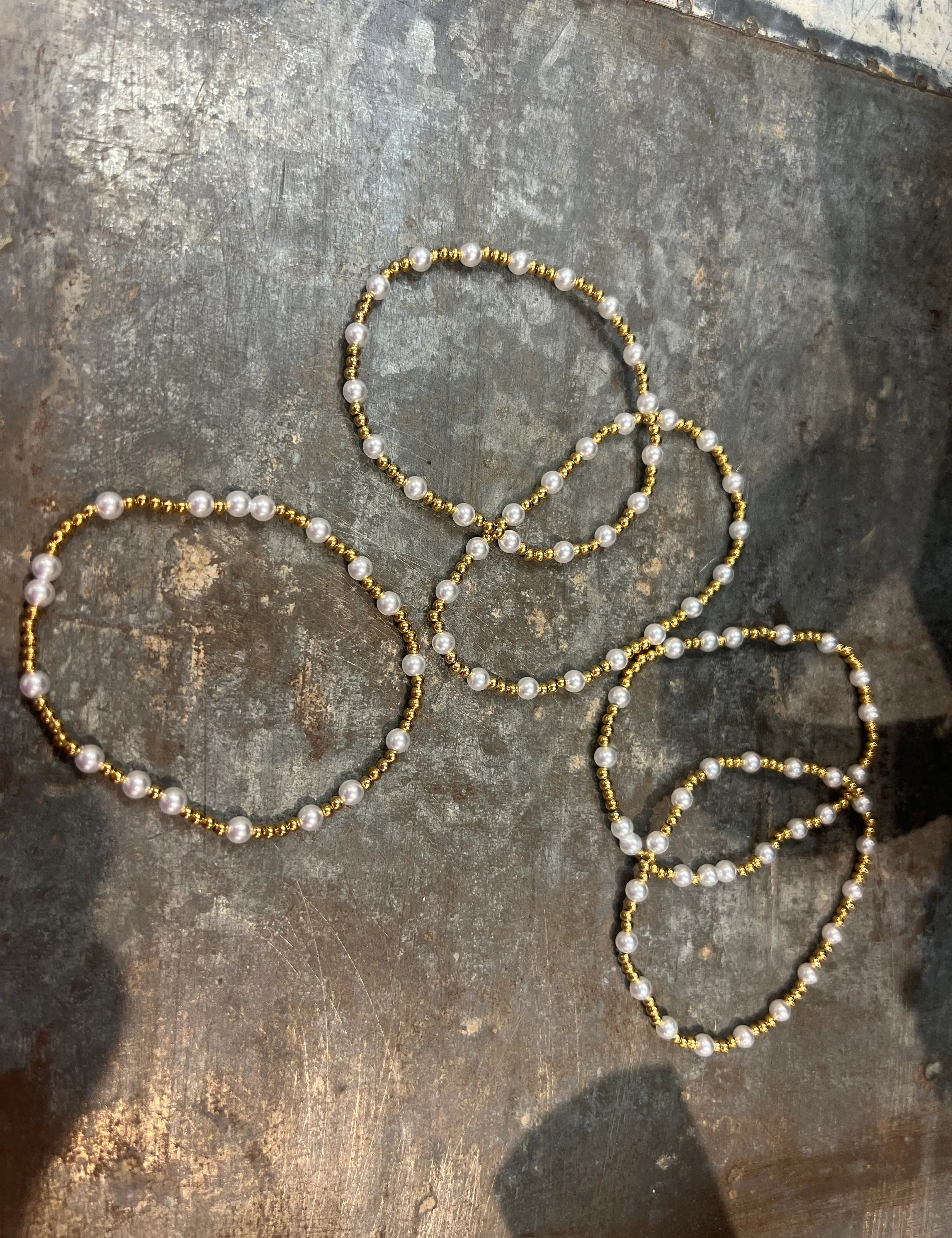 GALORE Plated Pearl & Gold Bracelet on Simply Obsessed