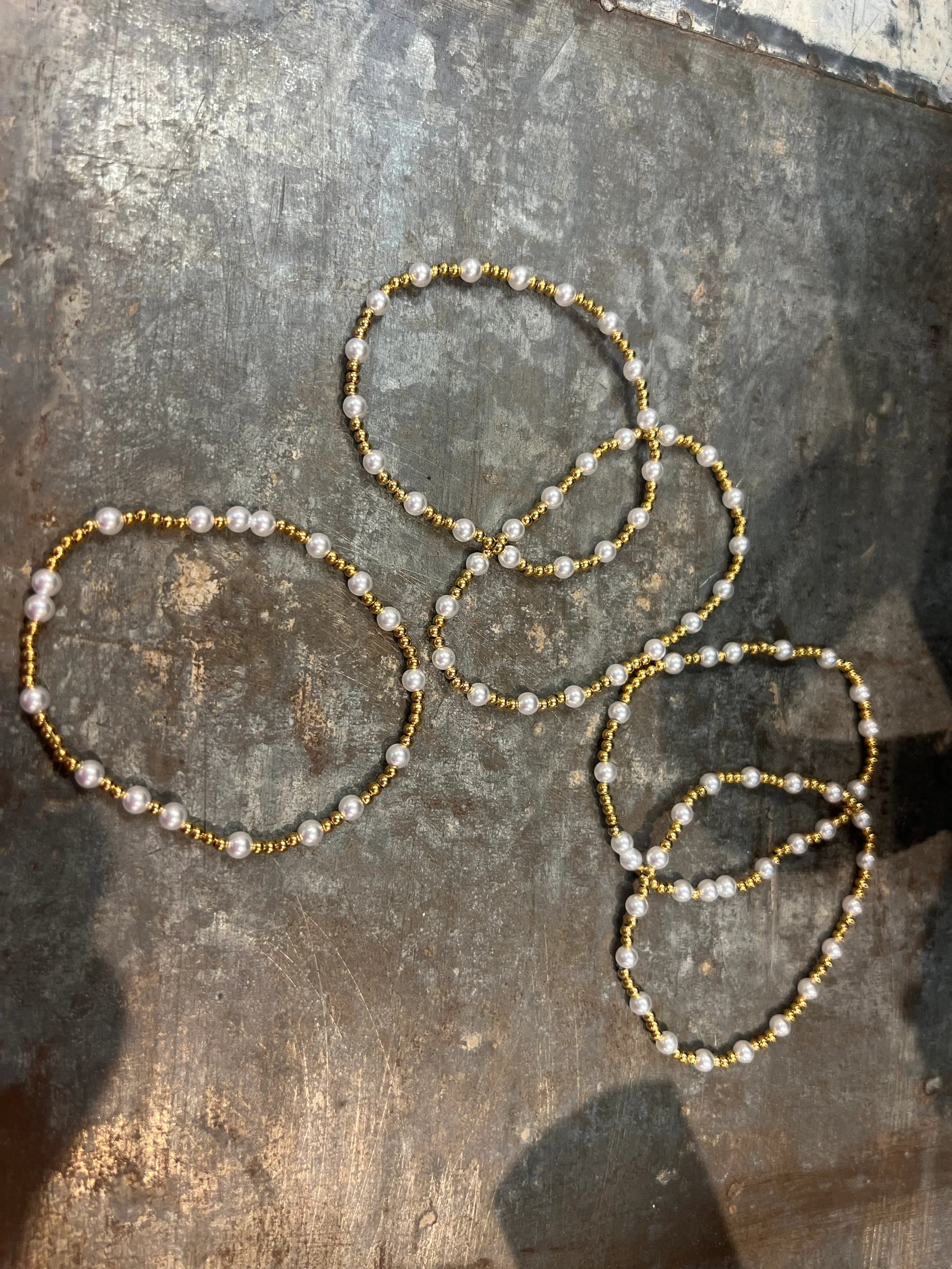 GALORE Plated Pearl & Gold Bracelet on Simply Obsessed