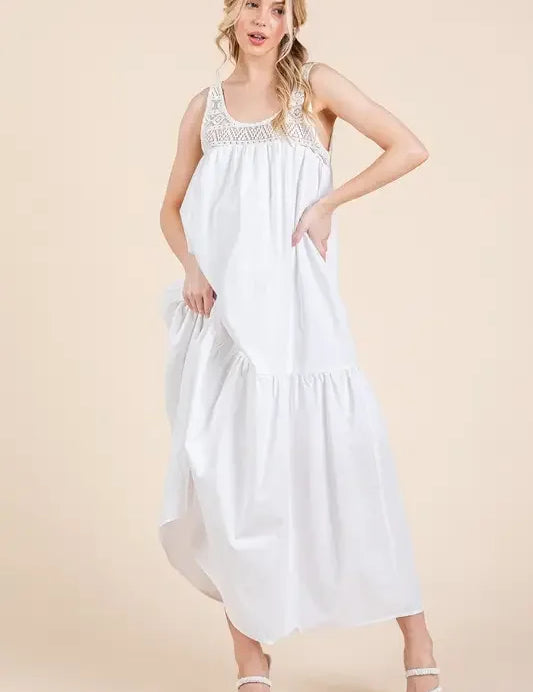 GEEGEE Crochet Maxi Dress - WHITE on Simply Obsessed