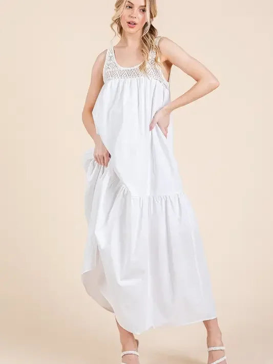 GEEGEE Crochet Maxi Dress - WHITE on Simply Obsessed