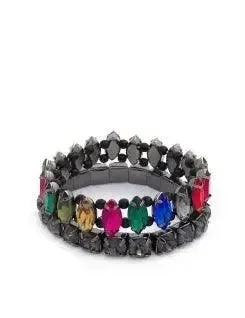Gemstone Black Stretchy Bracelet Set on Simply Obsessed