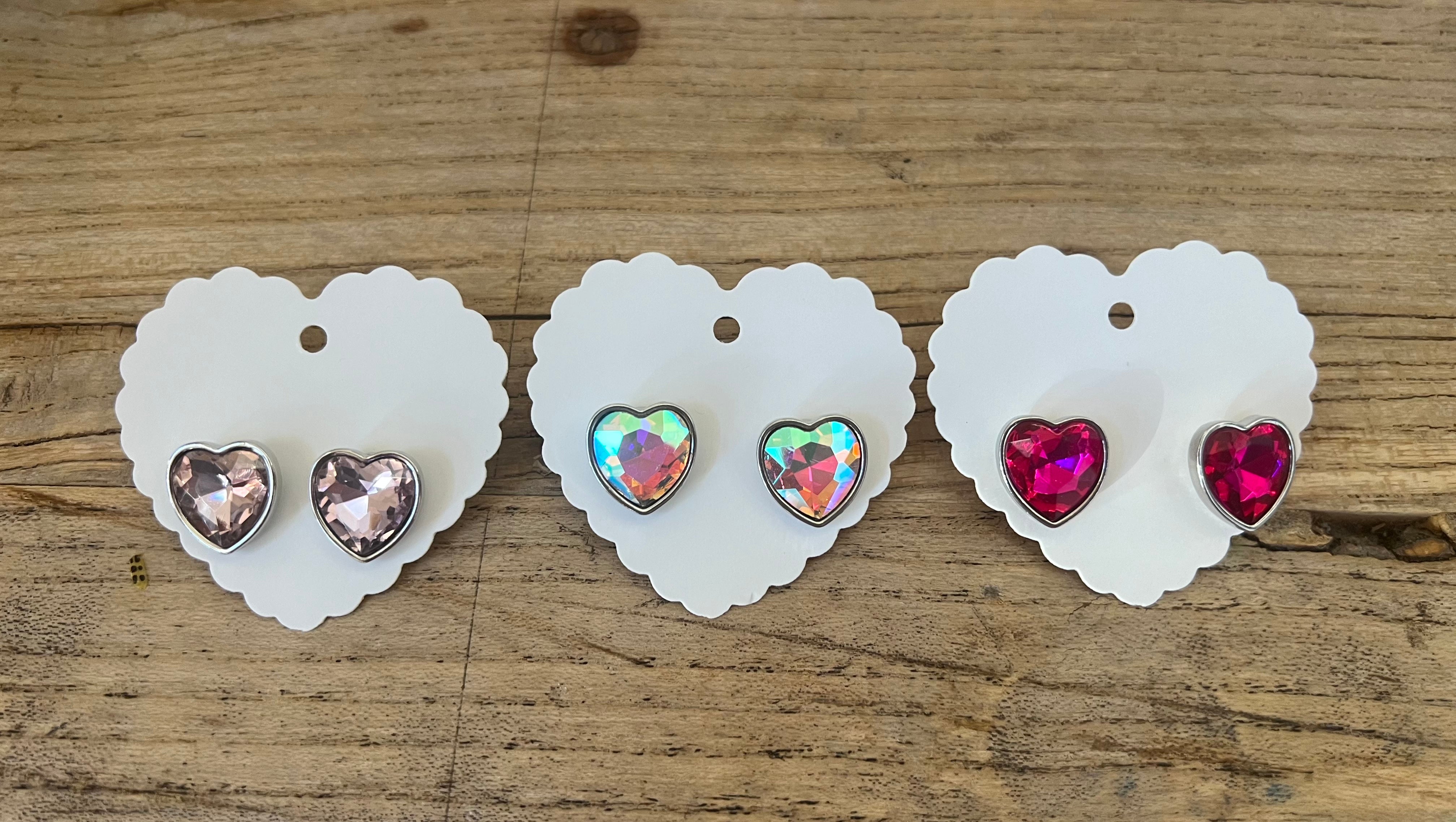 Gemstone Heart Studs on Simply Obsessed