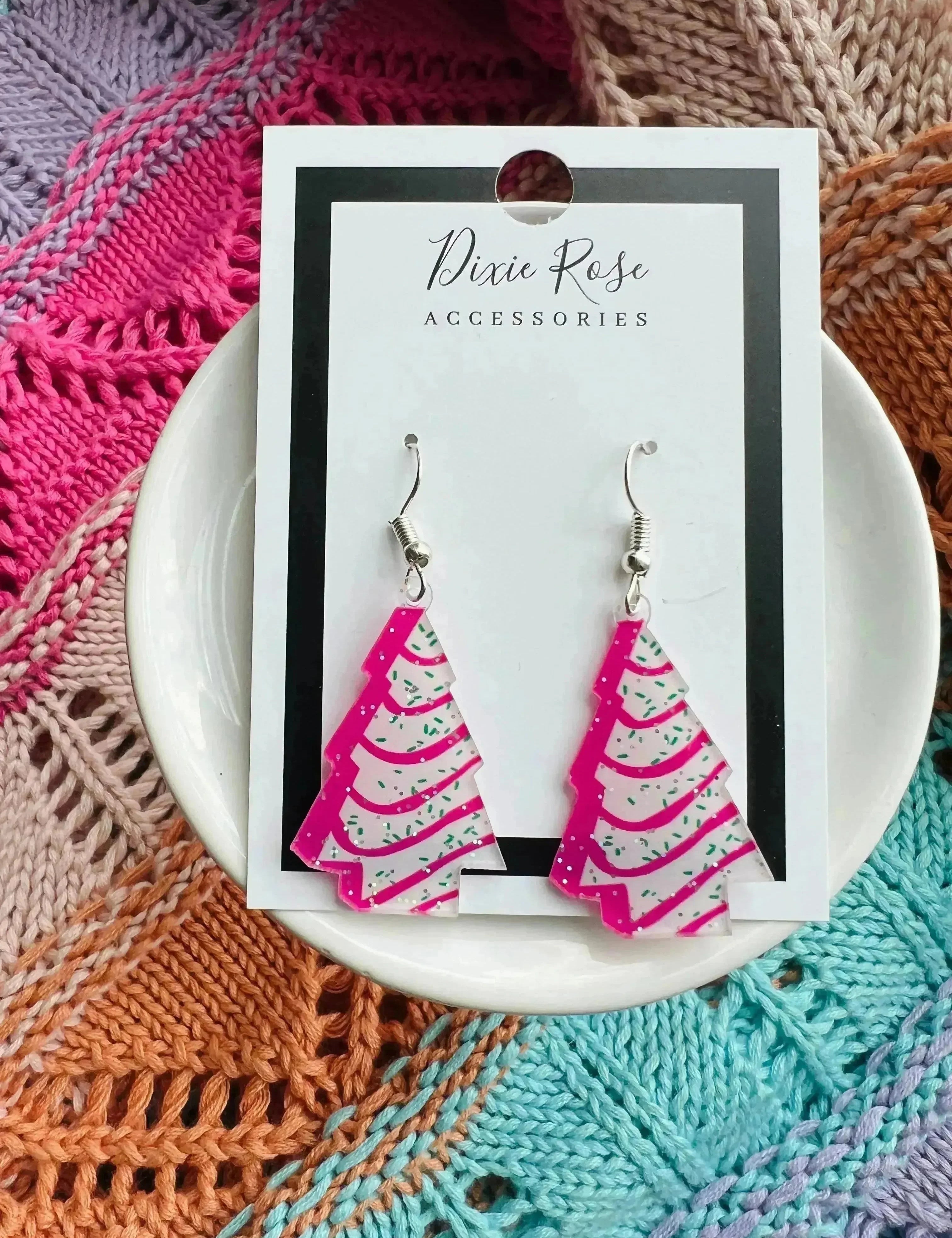 Glitter Pink Debbie Tree Earrings on Simply Obsessed