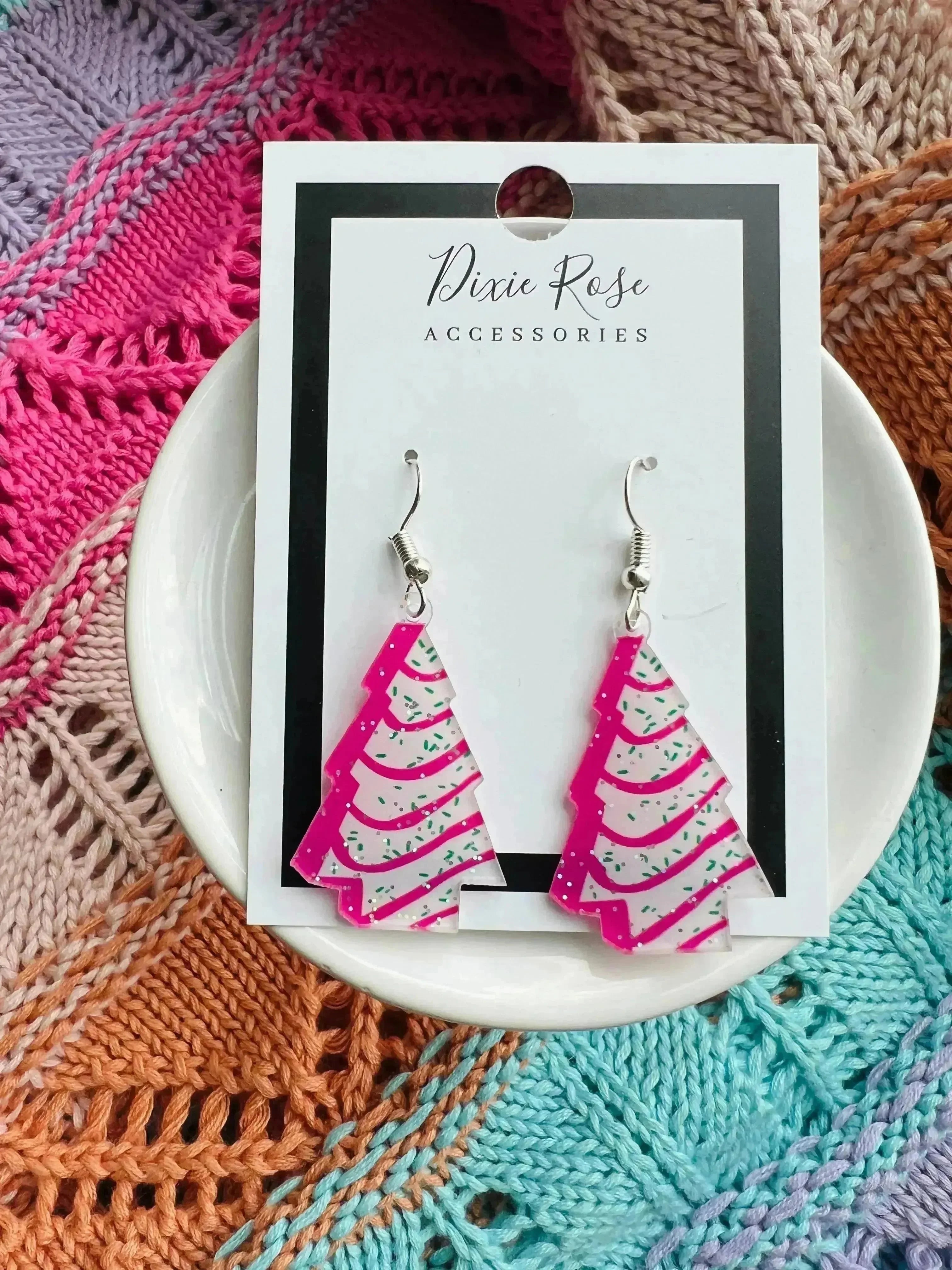 Glitter Pink Debbie Tree Earrings on Simply Obsessed