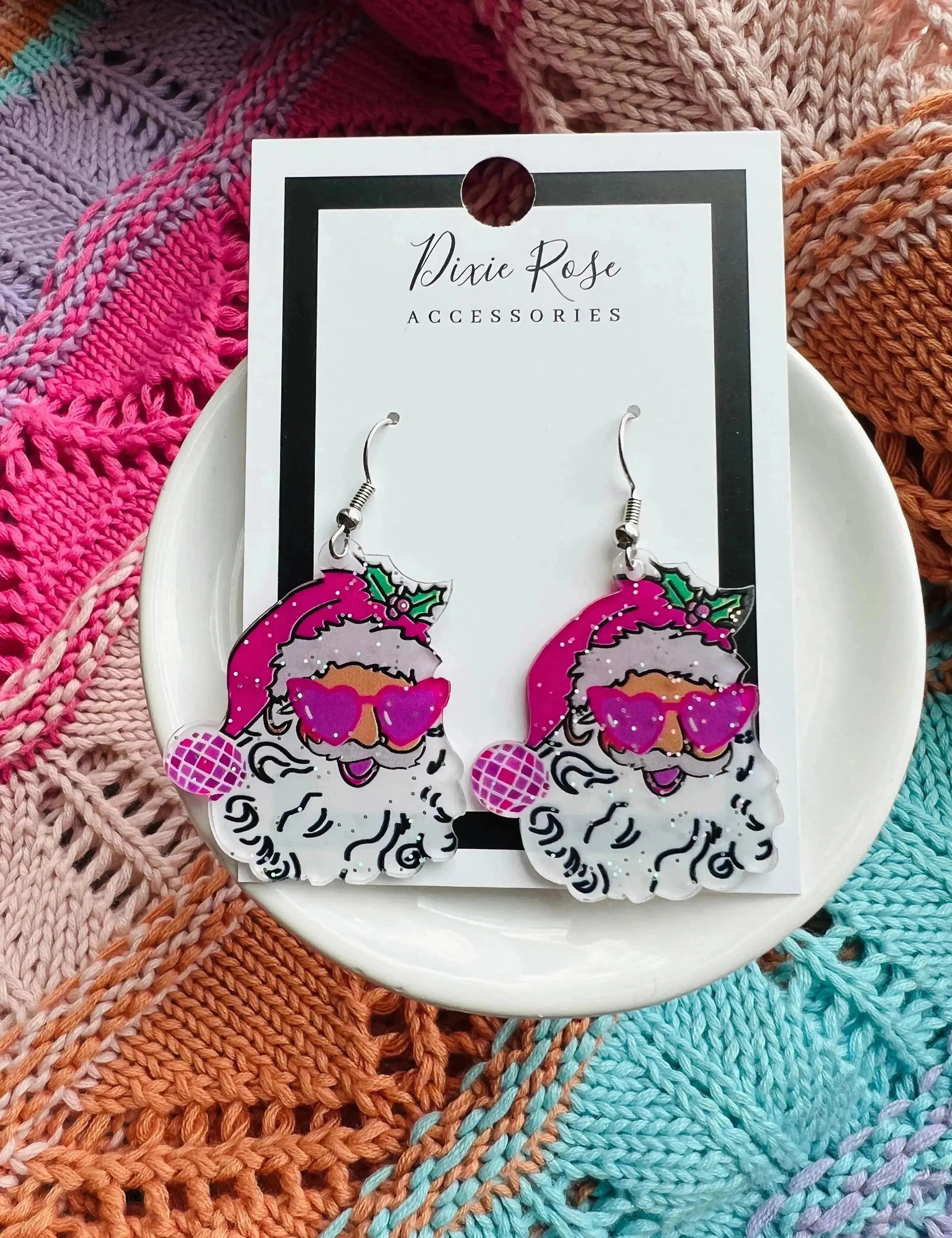 Glitter Retro Santa Earrings on Simply Obsessed