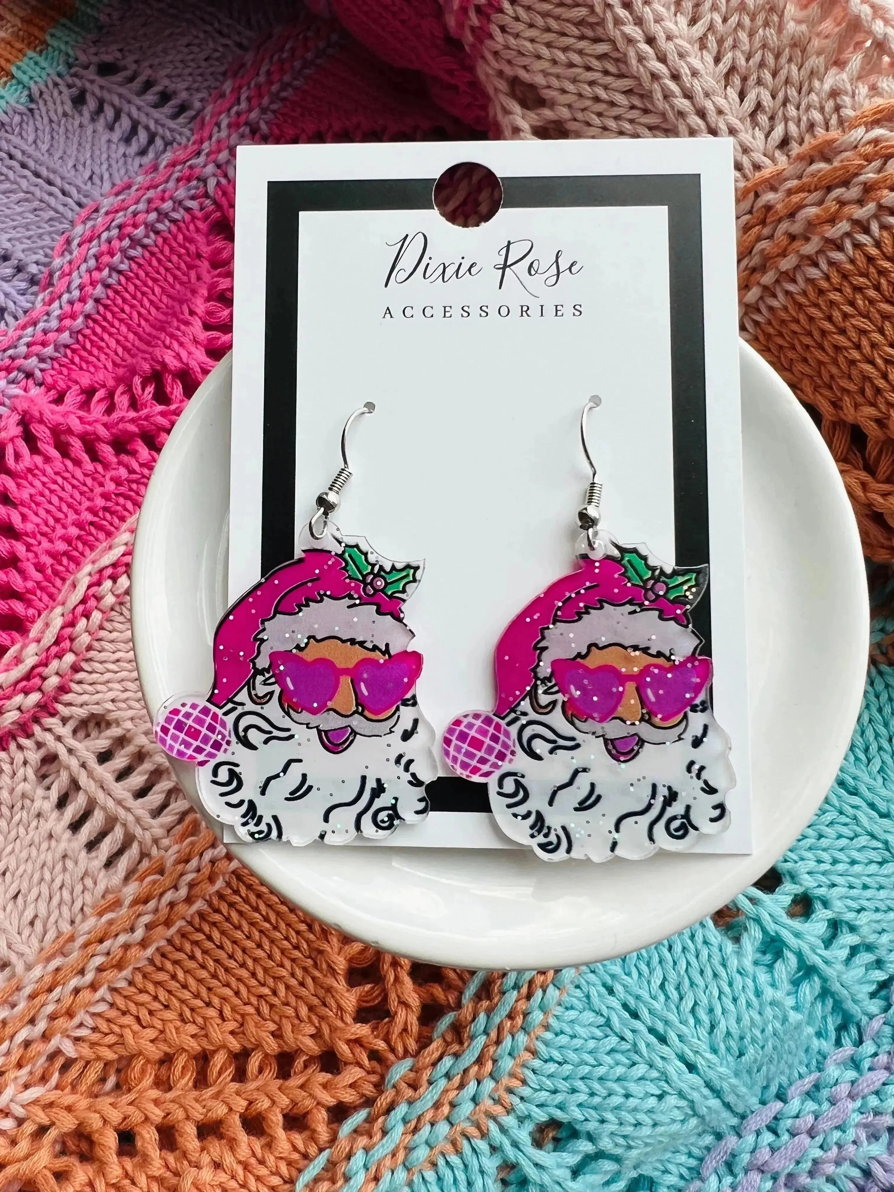 Glitter Retro Santa Earrings on Simply Obsessed