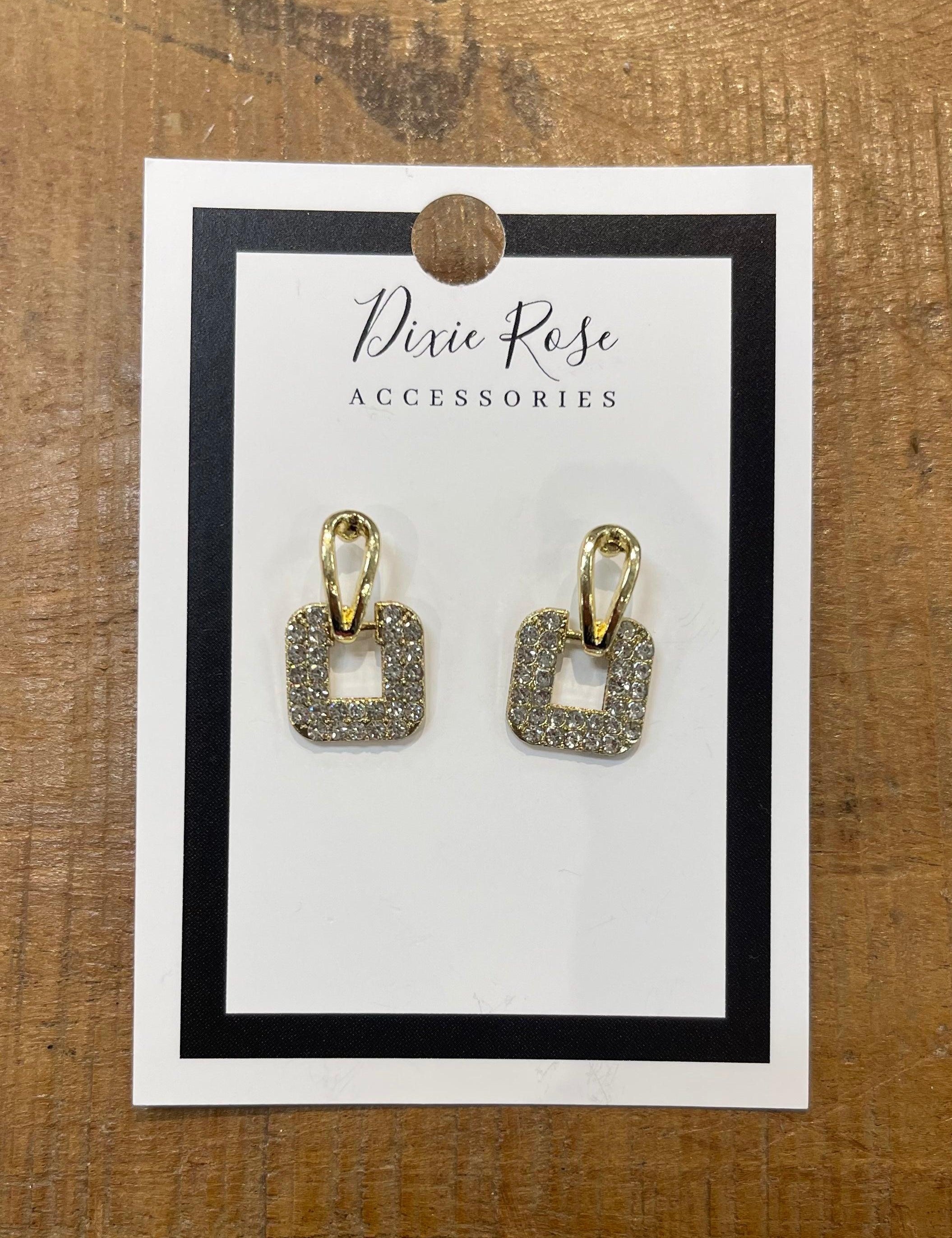 Gold Bling Square Studs on Simply Obsessed