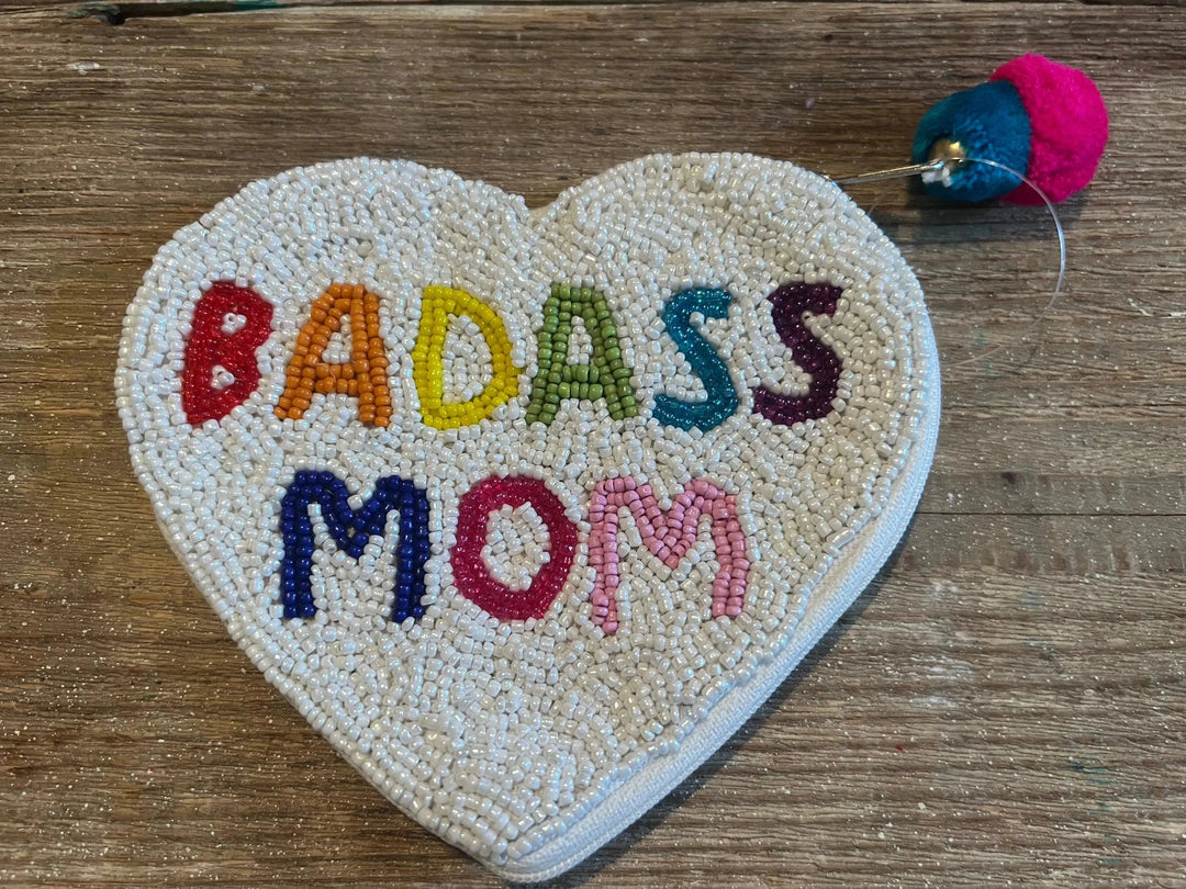 Hand Beaded BadAss Mom Large Coin Purse on Simply Obsessed