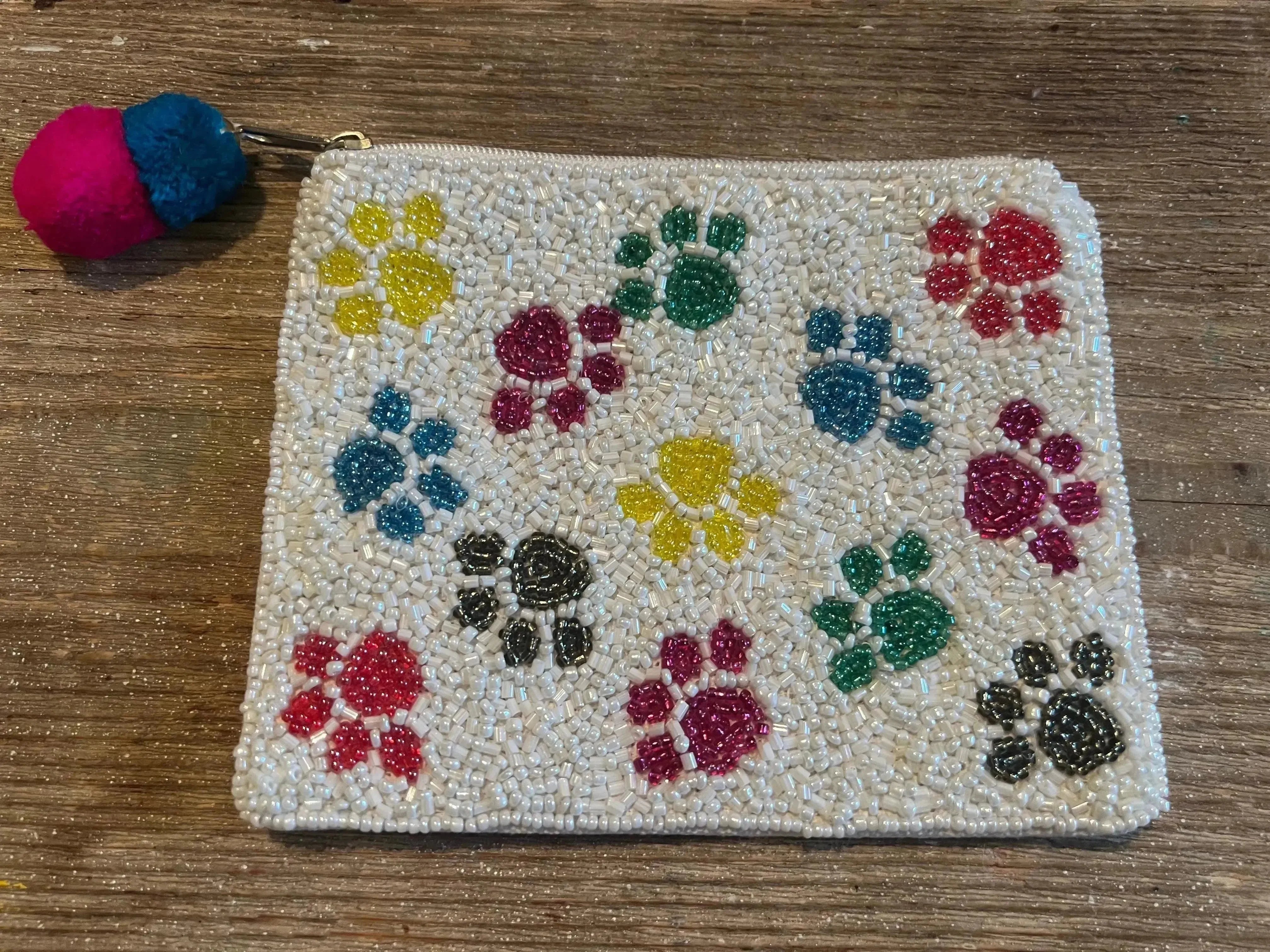 Hand Beaded Dog Paw Large Coin Purse on Simply Obsessed