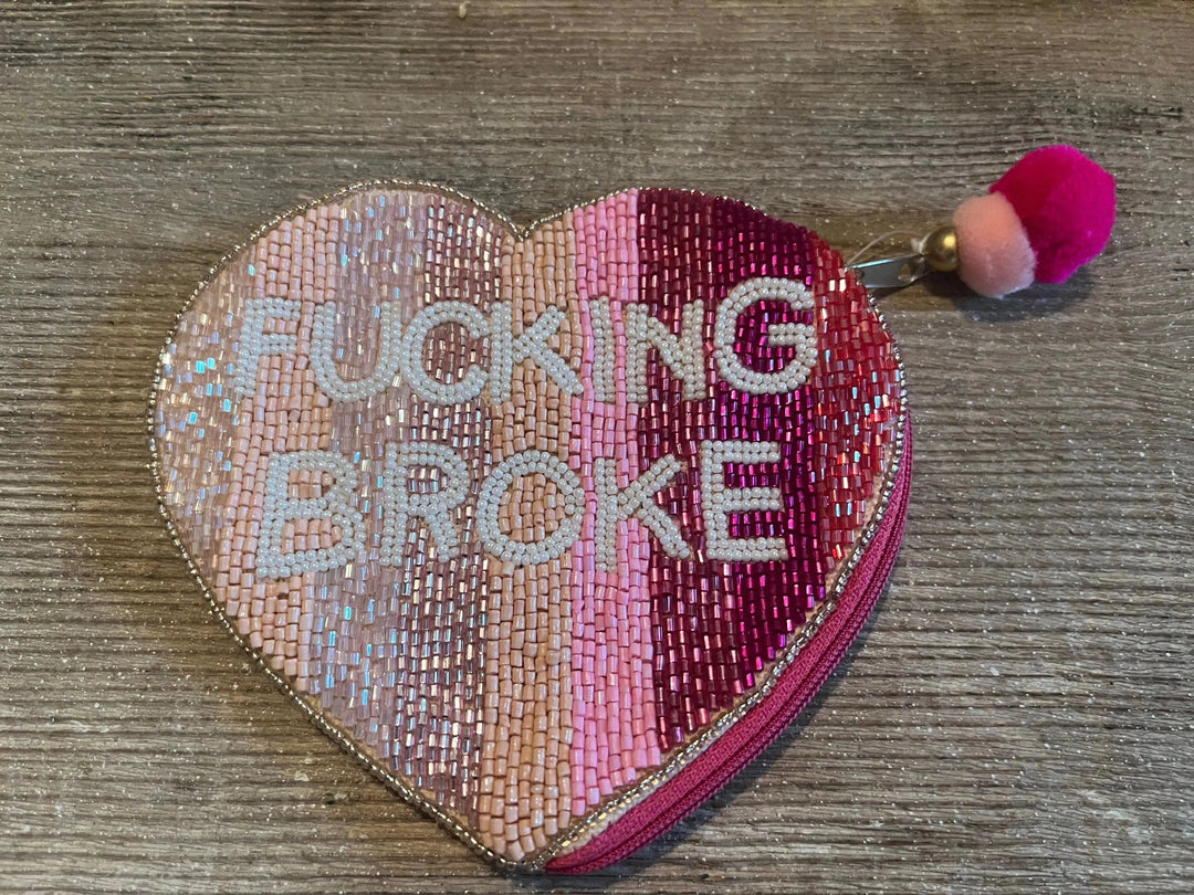 Hand Beaded F'ing Broke Large Coin Purse on Simply Obsessed