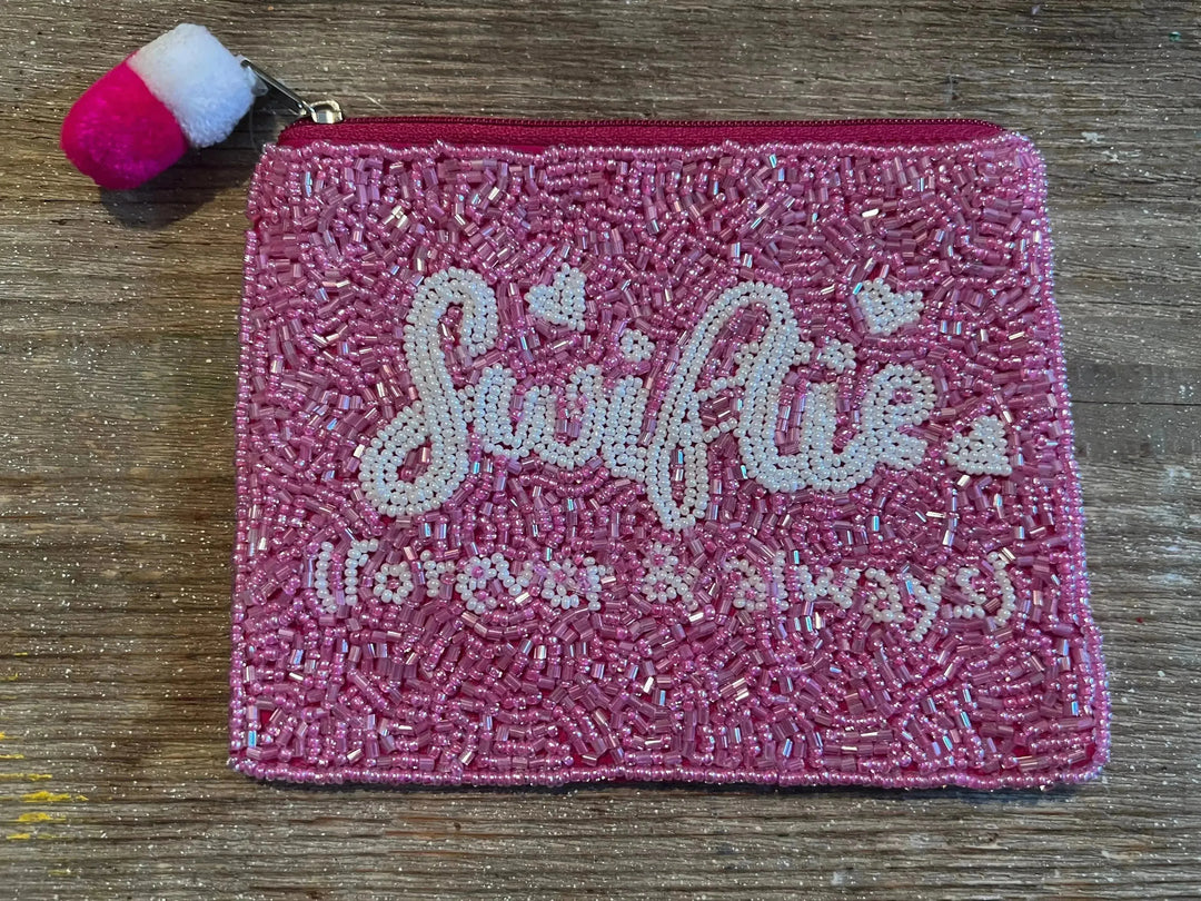 Hand Beaded Pink Swiftie Large Coin Purse on Simply Obsessed