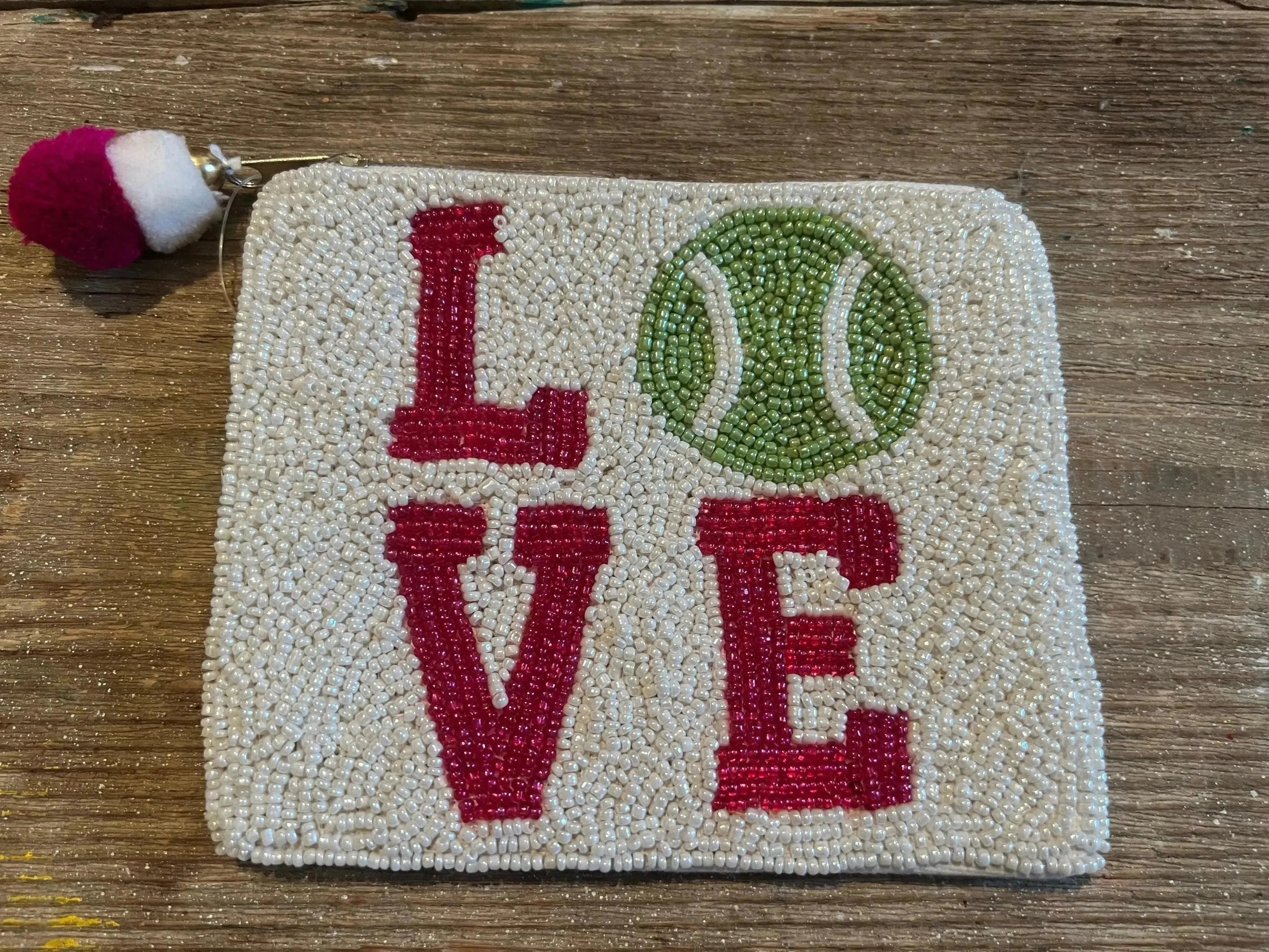 Hand Beaded Tennis Love Coin Purse on Simply Obsessed