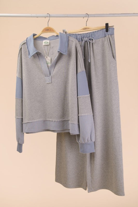 VERY J Color Block Casual Knit Set on Simply Obsessed