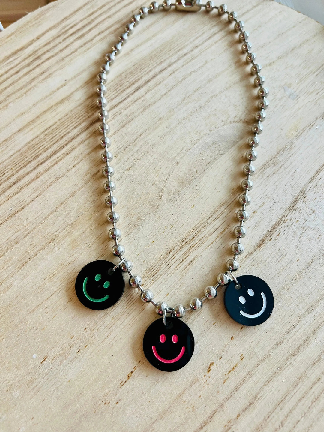 Holly Jolly Smiley Ball Chain Necklace on Simply Obsessed