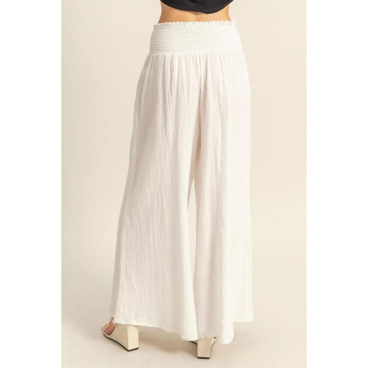 HYFVE Double Gauze Smocked Waist Wide Leg Pants on Simply Obsessed