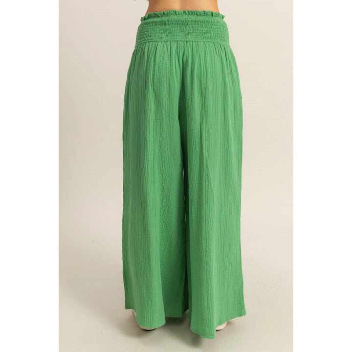 HYFVE Double Gauze Smocked Waist Wide Leg Pants on Simply Obsessed