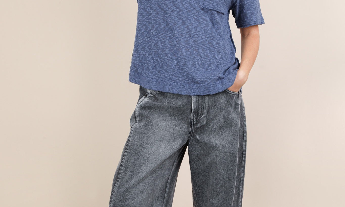 VERY J Solid Casual Knit Top With Patch Pocket on Simply Obsessed