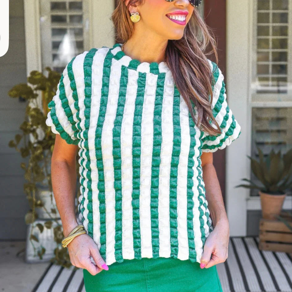JL Bold and Bubbly Top - Green on Simply Obsessed