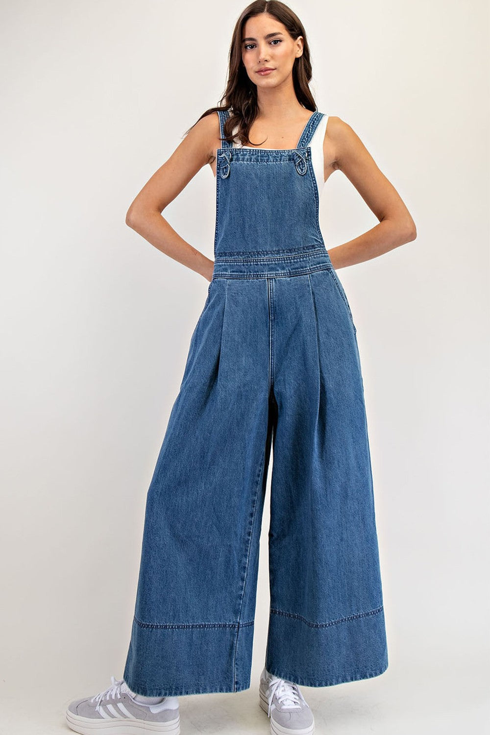 EESOME Denim Wide Leg Jumpsuit