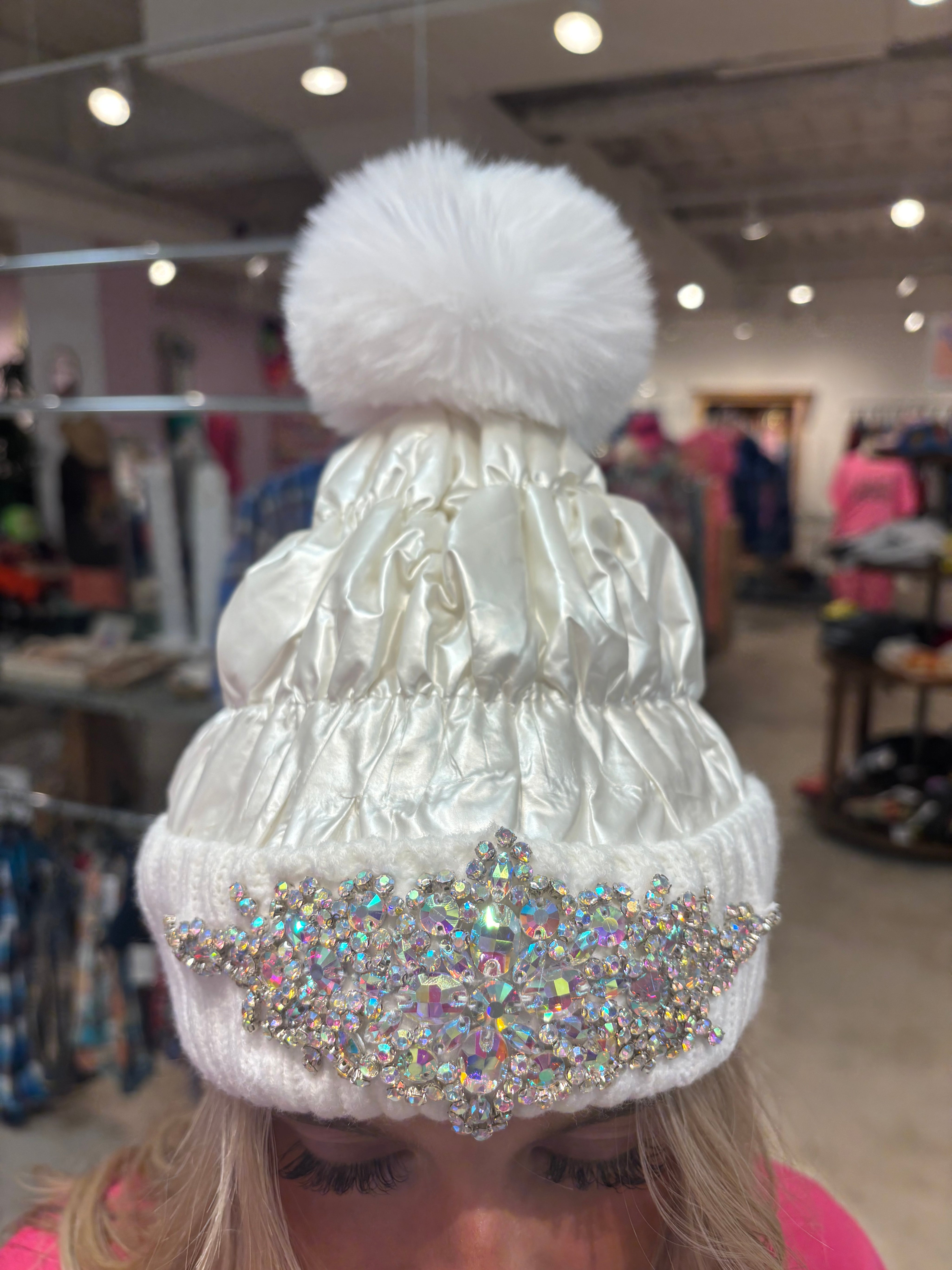 KIG Jewel Puff Beanies on Simply Obsessed