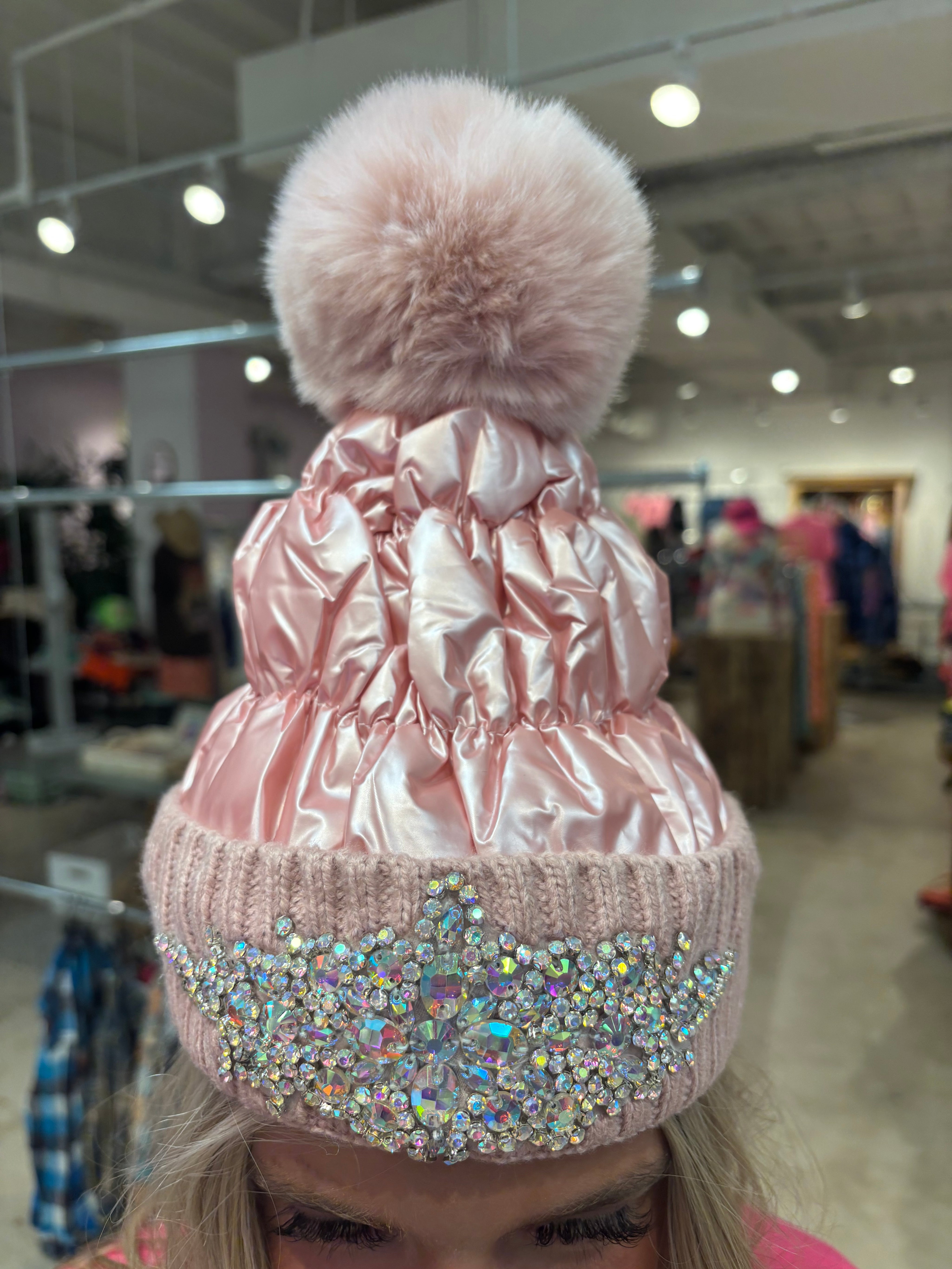 KIG Jewel Puff Beanies on Simply Obsessed