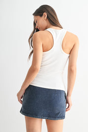 MONO B Scoop Neck Micro-Ribbed Tank Top