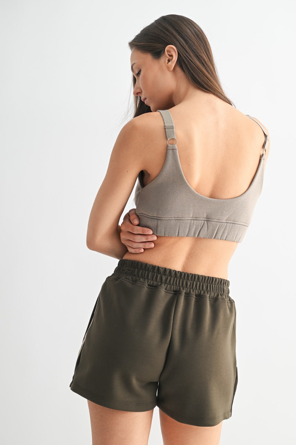 MONO B Cotton Blend Sweat Lounge Bra - WARM GREY