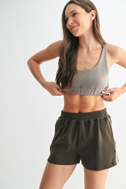 MONO B Cotton Blend Sweat Lounge Bra - WARM GREY