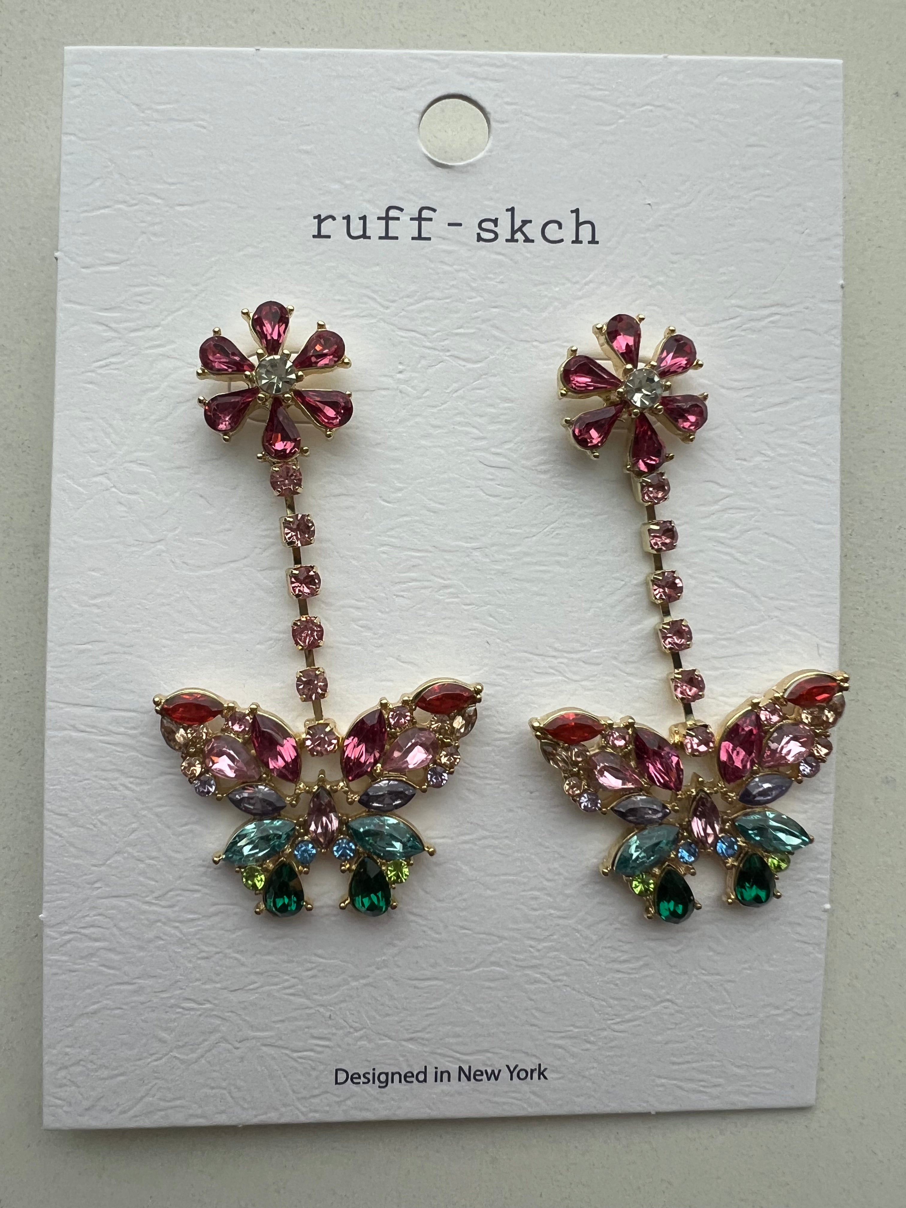 LA FINDS Butterfly Rhinestone Drop Earrings on Simply Obsessed