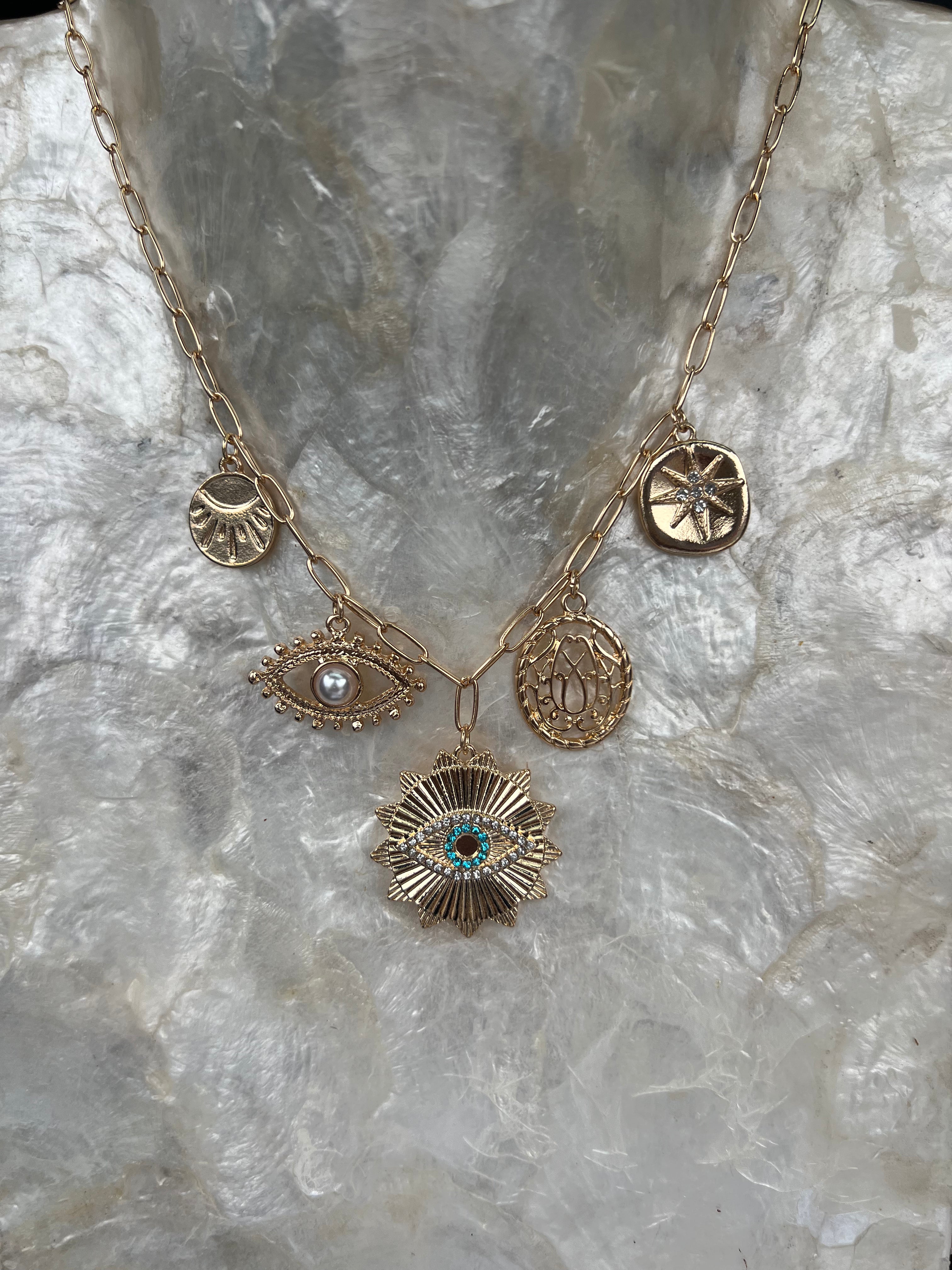 LA FINDS Evil Eye Charm Necklace on Simply Obsessed