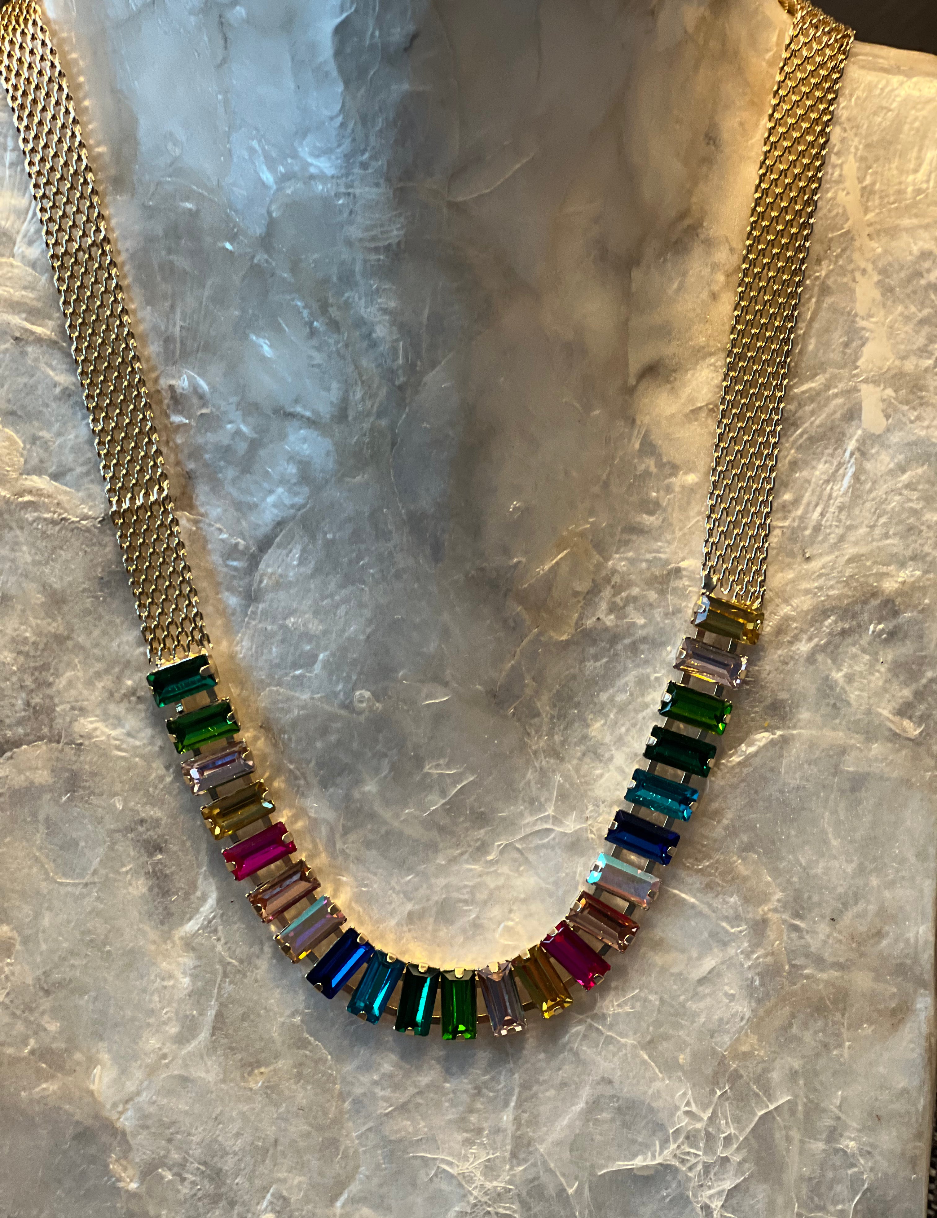 LA FINDS Rhinestone Metal Mesh Necklace on Simply Obsessed