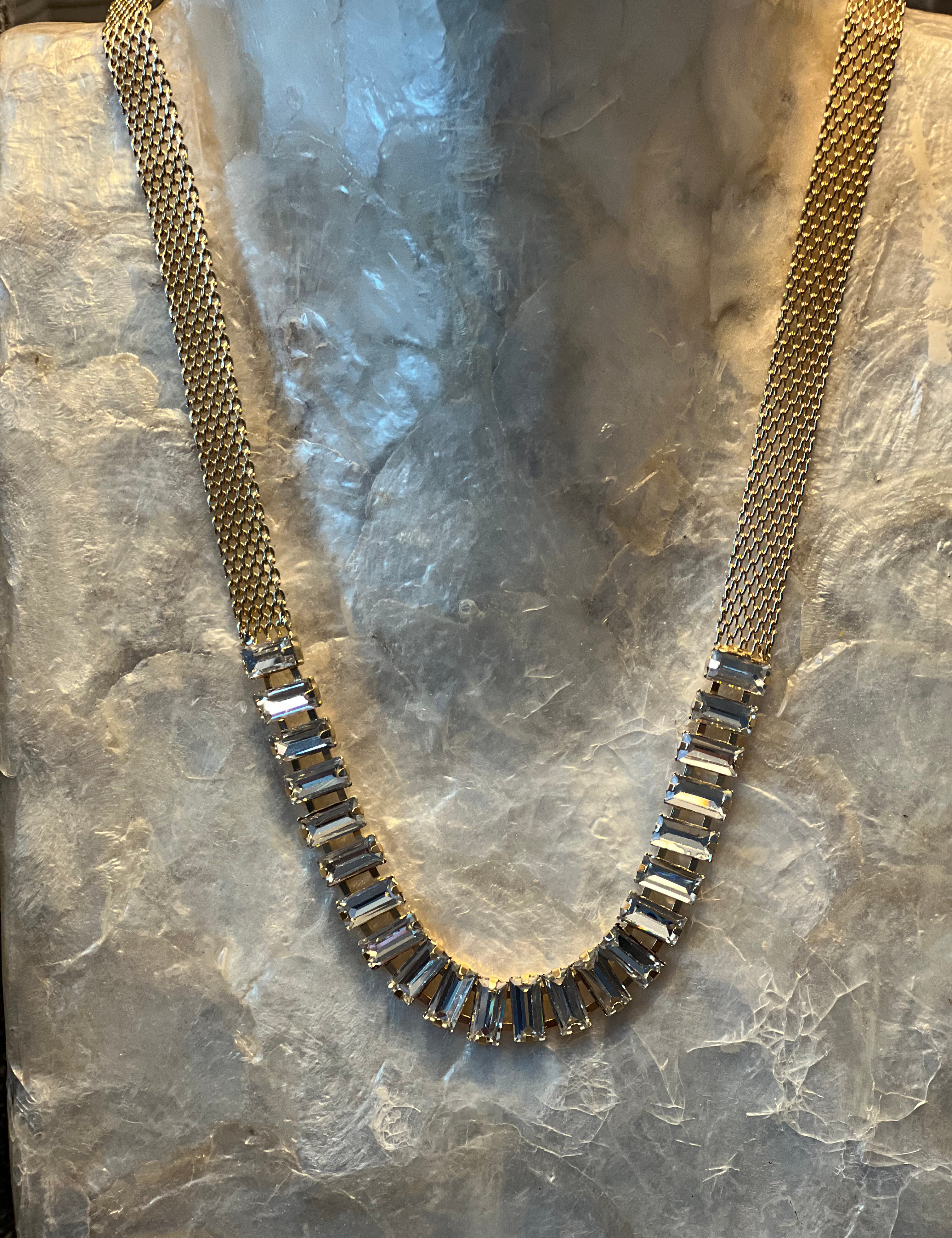 LA FINDS Rhinestone Metal Mesh Necklace on Simply Obsessed