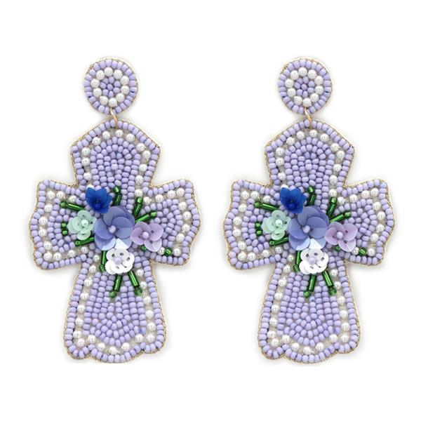 LA Finds Seed Bead Cross Earrings on Simply Obsessed
